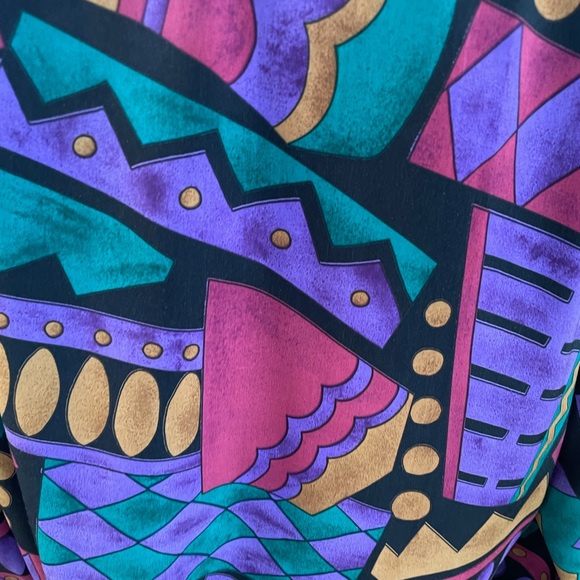 Lilli Ann Collections • Purple/Black • Large • Geometric • Blouse & Skirt Set - Picture 9 of 16